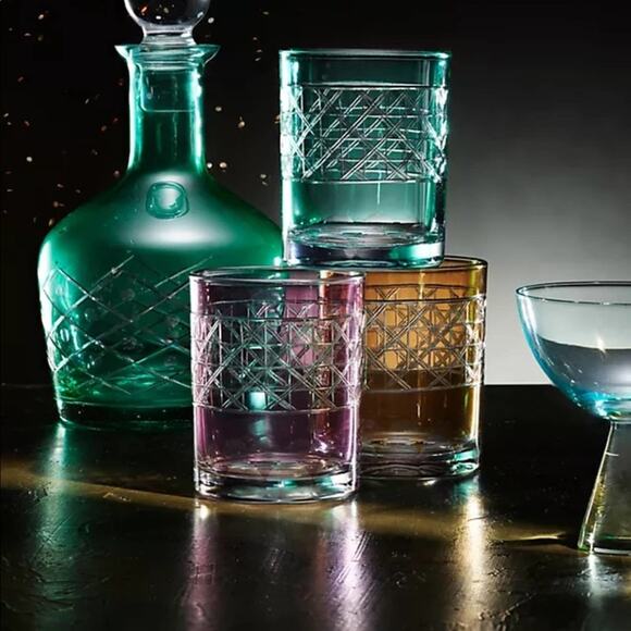 New - Set of 2 Anthropologie Colored Glass Purple Cocktail Glass - Picture 5 of 9